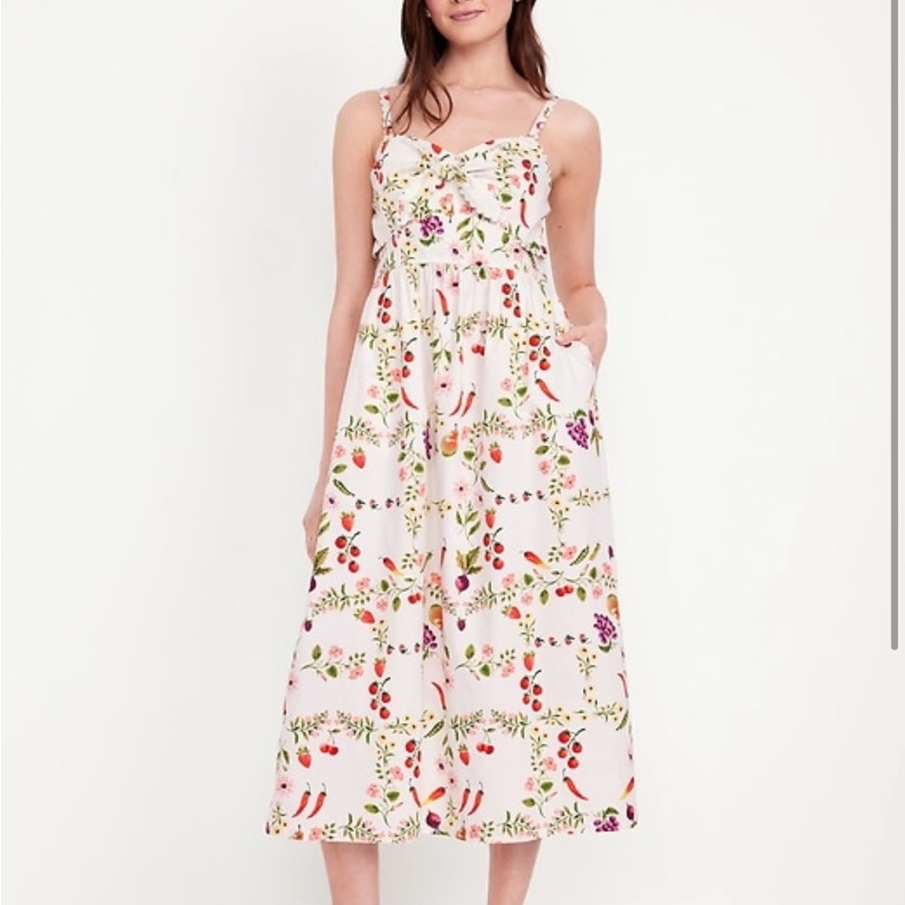 NWT Fit & Flare Tie-Front Midi Dress